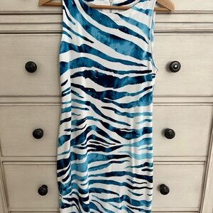 Tommy Bahama Zebra Print Mini Dress in Blue and White